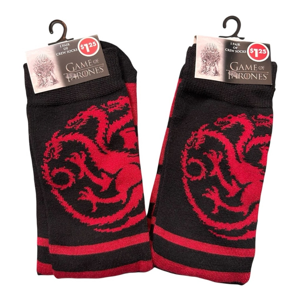 Dollar Tree Game of Thrones House Targaryen Socks - Bundle of (2) Pairs **NWT**